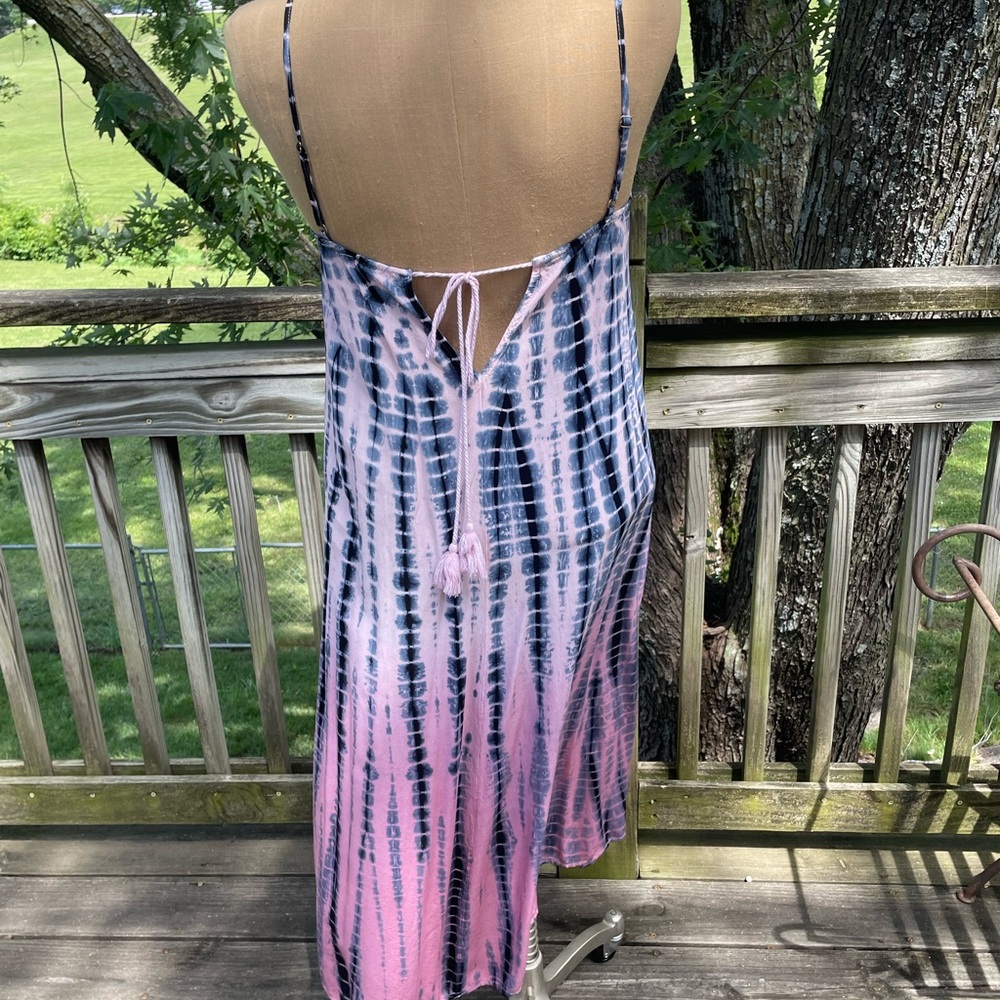 Mystree Boho Style Pink and Blue Tie-Dye Maxi Dress S - Picture 4 of 10